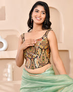 Amodini Designer Studio Kashi Banarsi Corset Style Black Blouse | Grocsy