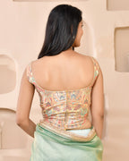 Amodini Designer Studio Kashi Banarsi Corset Style Golden Blouse | Grocsy