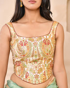 Amodini Designer Studio Kashi Banarsi Corset Style White Blouse | Grocsy