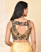 Amodini Designer Studio Paisley Zari Embroidery Black Sleeveless Padded Blouse | Grocsy