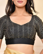 Amodini Designer Studio Black Golden Sequined Padded Blouse | Grocsy