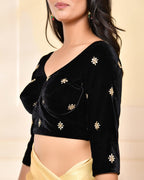 Amodini Designer Studio Black Embellished Velvet Blouse | Grocsy