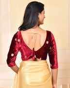 Amodini Designer Studio Marroon Embellished Velvet Blouse | Grocsy