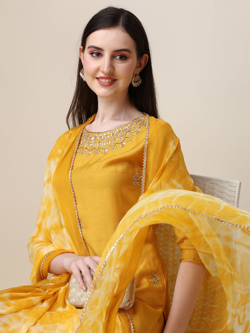 Thread Embroidered Kurta With Pant And Dupatta Set, Multicolor - Hiral Fashion | Grocsy