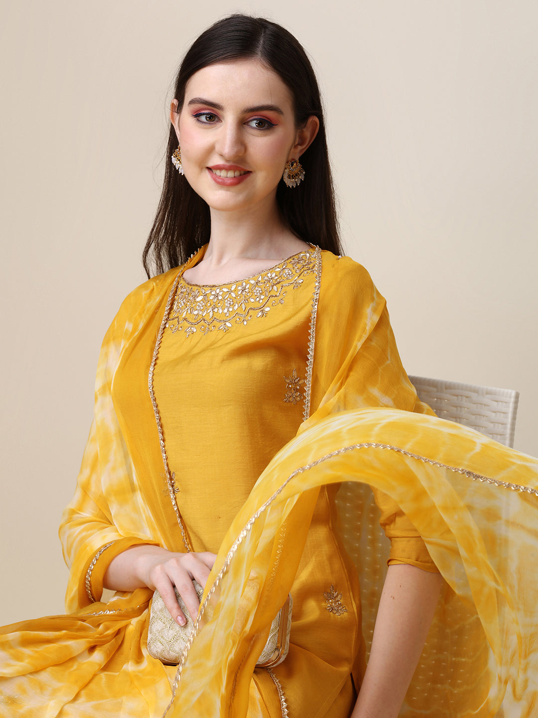 Thread Embroidered Kurta With Pant And Dupatta Set, Multicolor - Hiral Fashion | Grocsy