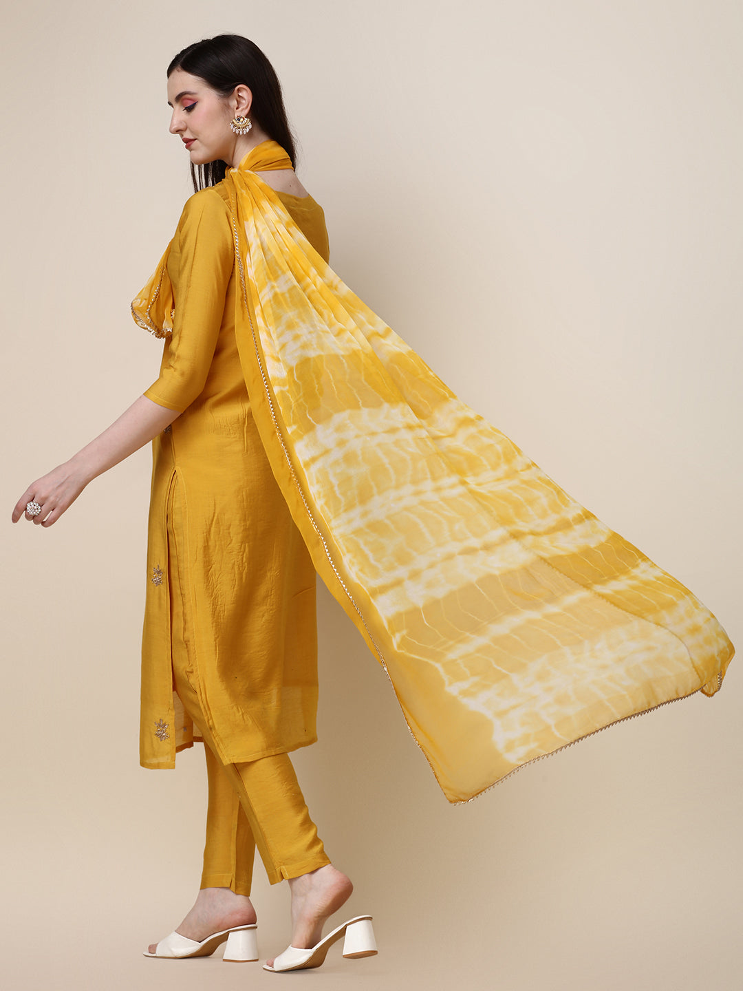 Thread Embroidered Kurta With Pant And Dupatta Set, Multicolor - Hiral Fashion | Grocsy
