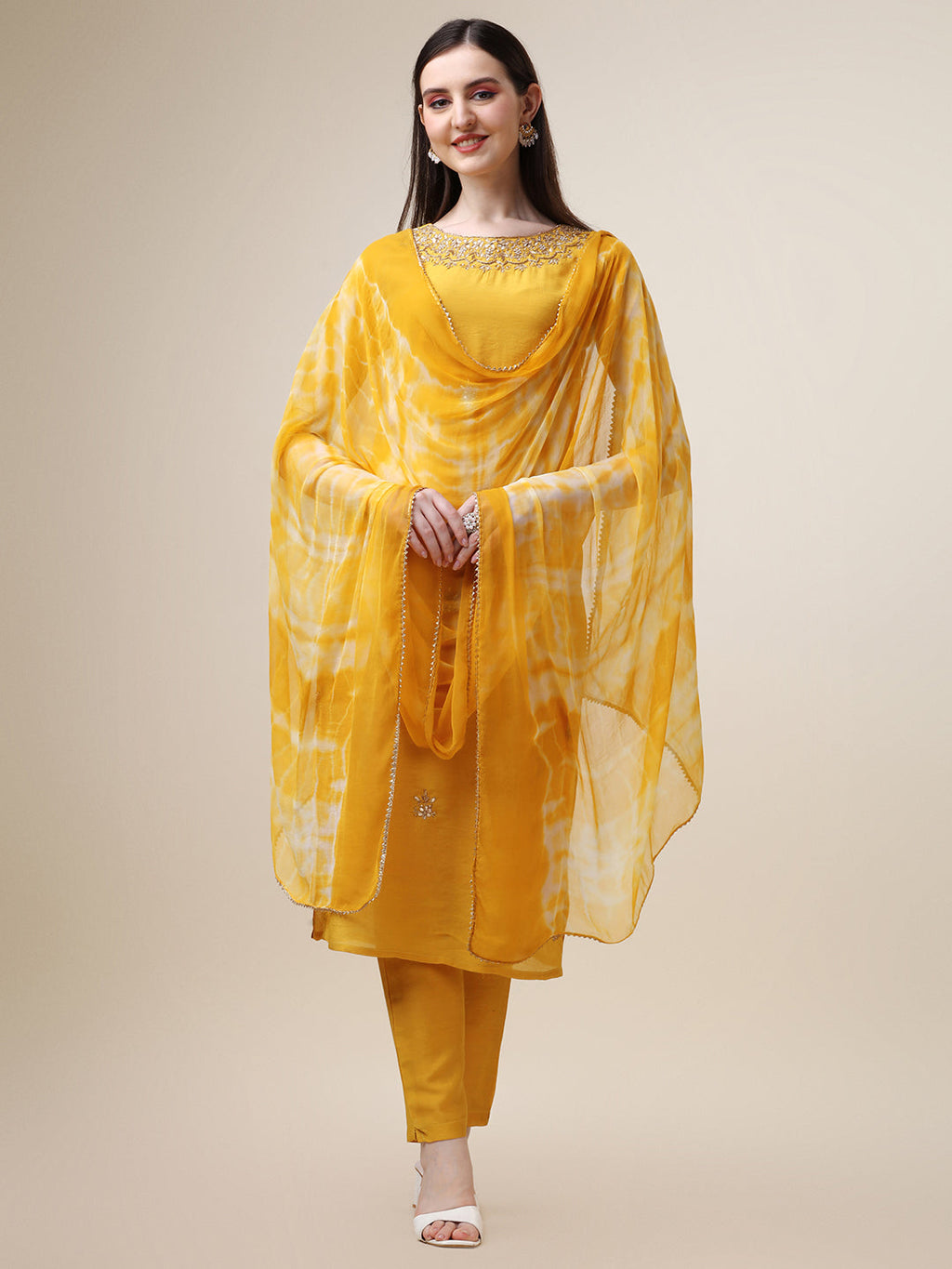 Thread Embroidered Kurta With Pant And Dupatta Set, Multicolor - Hiral Fashion | Grocsy