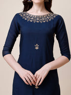 Hand Embroidered Kurta With Pant And Dupatta Set, Multicolor - Hiral Fashion | Grocsy