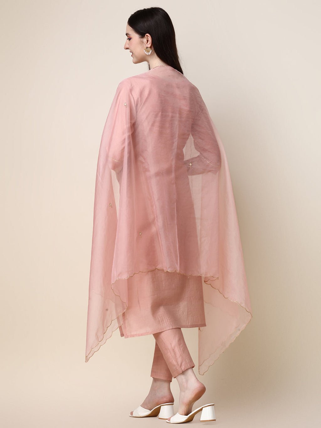 Hand Embroidered Kurta With Pant And Dupatta Set, Multicolor - Hiral Fashion | Grocsy