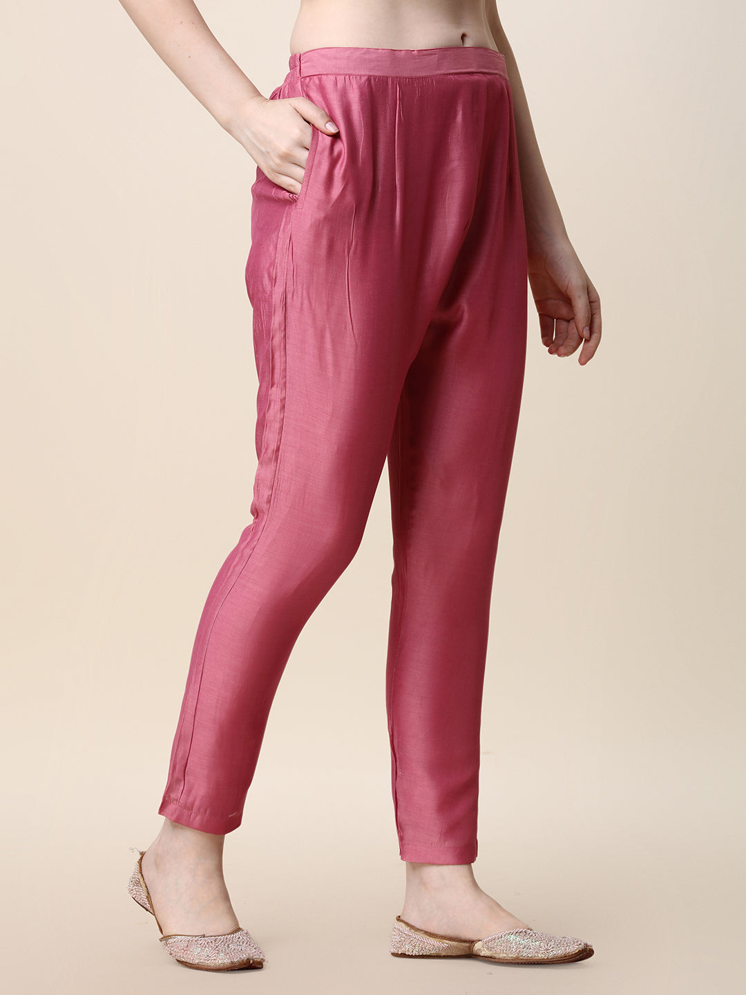 Embroidered Pink Kurta With Pant And Dupatta Set, Multicolor - Hiral Fashion | Grocsy
