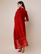 Embroidered Mandarin Collar Kurta With Pant And Dupatta Set, Multicolor - Hiral Fashion | Grocsy