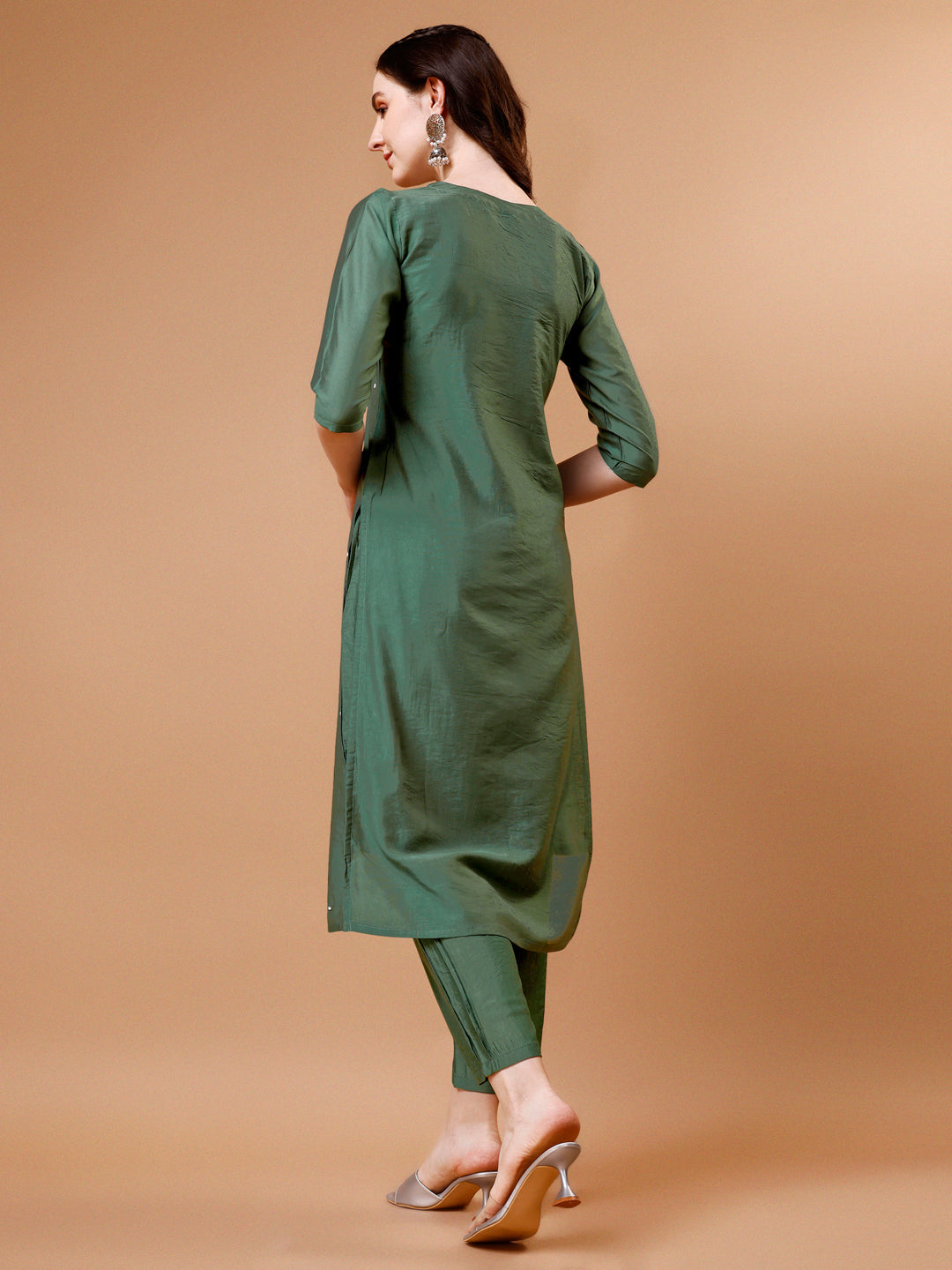 Hand Beads Embroidered Kurta With Pant & Dupatta, Multicolor - Hiral Fashion | Grocsy