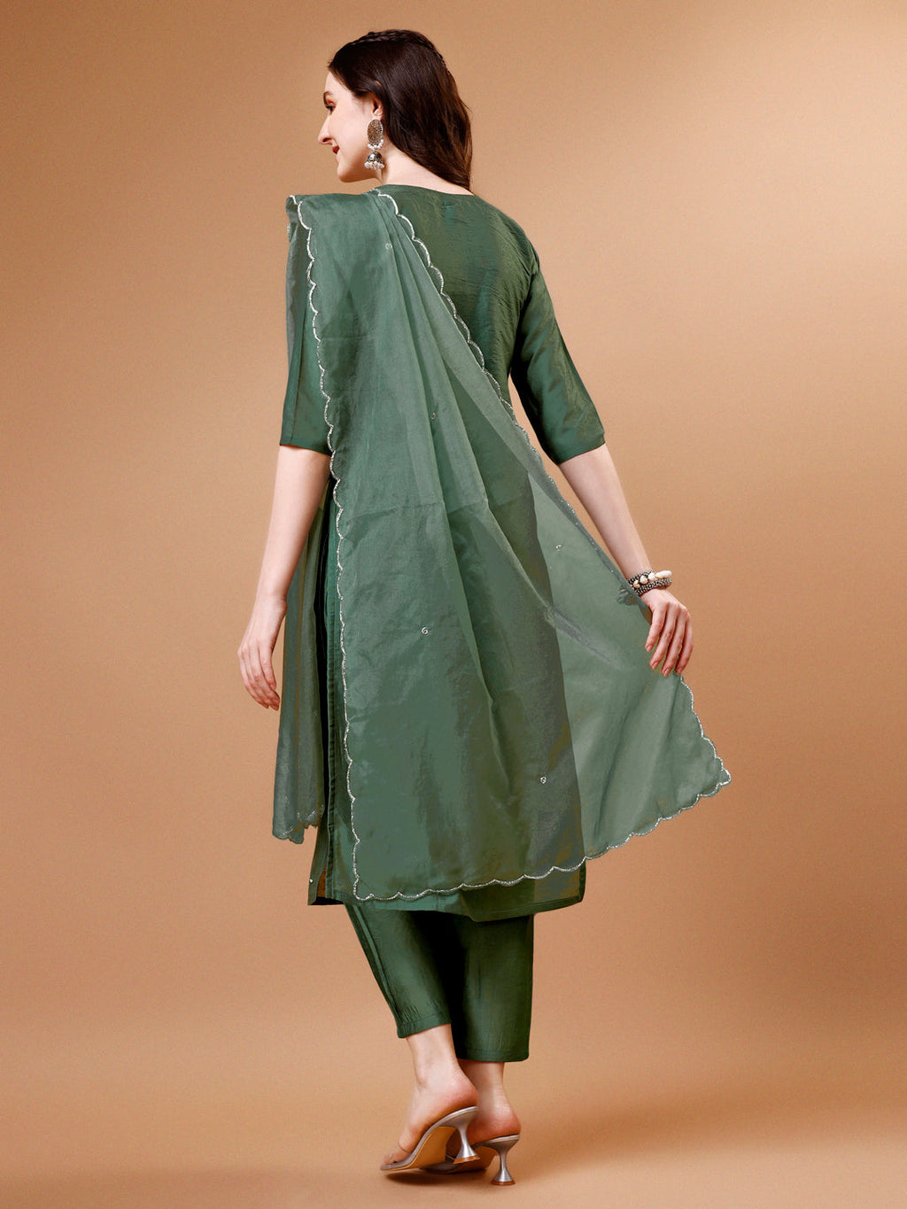 Hand Beads Embroidered Kurta With Pant & Dupatta, Multicolor - Hiral Fashion | Grocsy