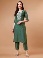 Hand Beads Embroidered Kurta With Pant & Dupatta, Multicolor - Hiral Fashion | Grocsy