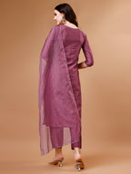 Hand Beads Embroidered Kurta With Pant & Dupatta, Multicolor - Hiral Fashion | Grocsy