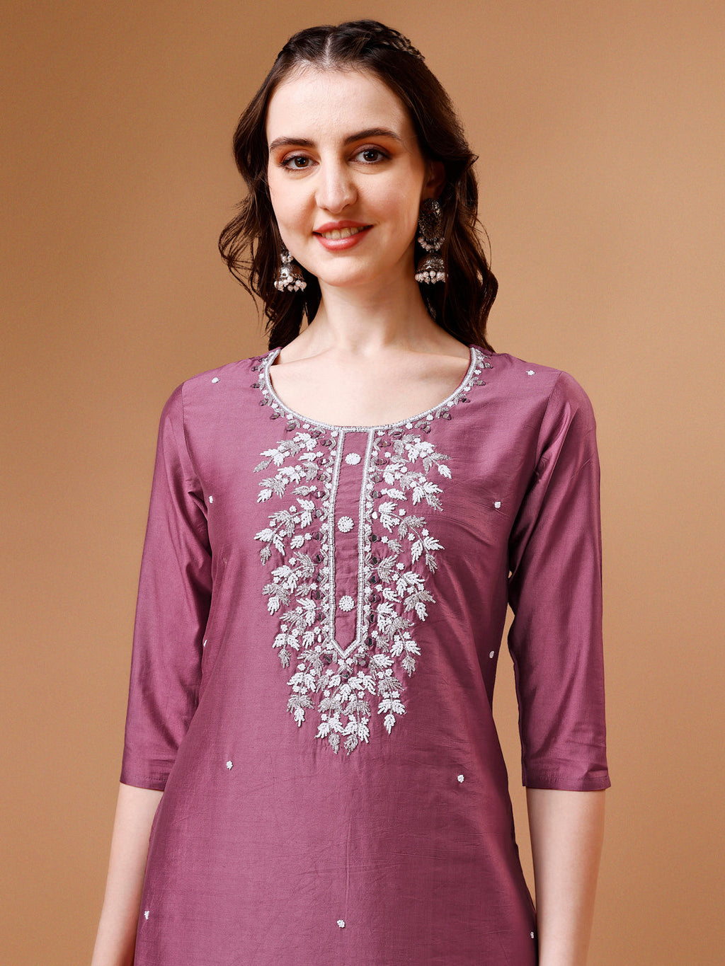 Hand Beads Embroidered Kurta With Pant & Dupatta, Multicolor - Hiral Fashion | Grocsy