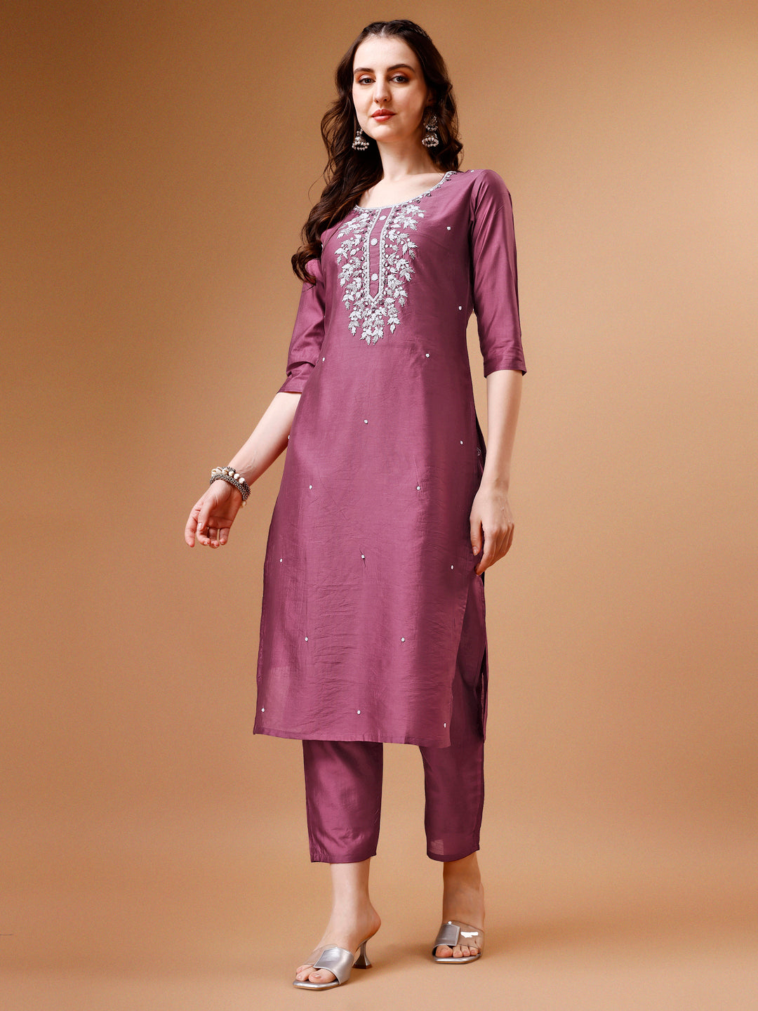Hand Beads Embroidered Kurta With Pant & Dupatta, Multicolor - Hiral Fashion | Grocsy