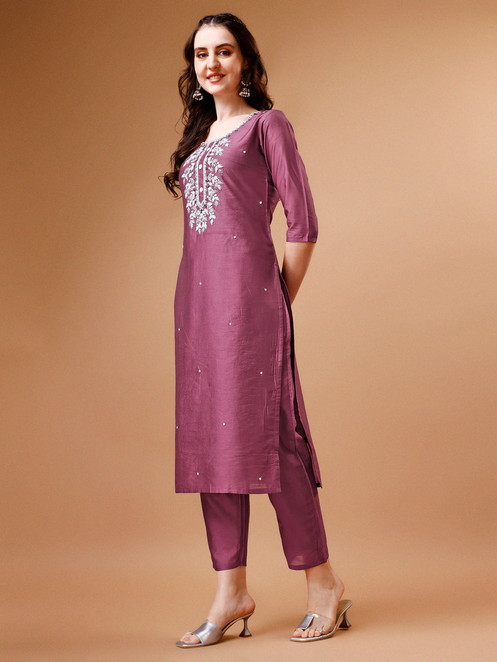 Hand Beads Embroidered Kurta With Pant & Dupatta, Multicolor - Hiral Fashion | Grocsy