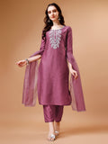 Hand Beads Embroidered Kurta With Pant & Dupatta, Multicolor - Hiral Fashion | Grocsy