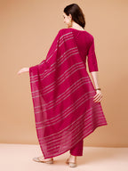 Hand Embroidered Kurta With Pant & Dupatta, Multicolor - Hiral Fashion | Grocsy
