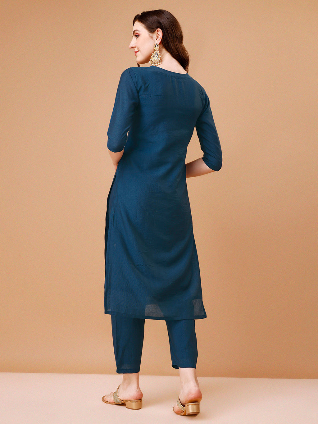 Hand Embroidered Kurta With Pant & Dupatta, Multicolor - Hiral Fashion | Grocsy