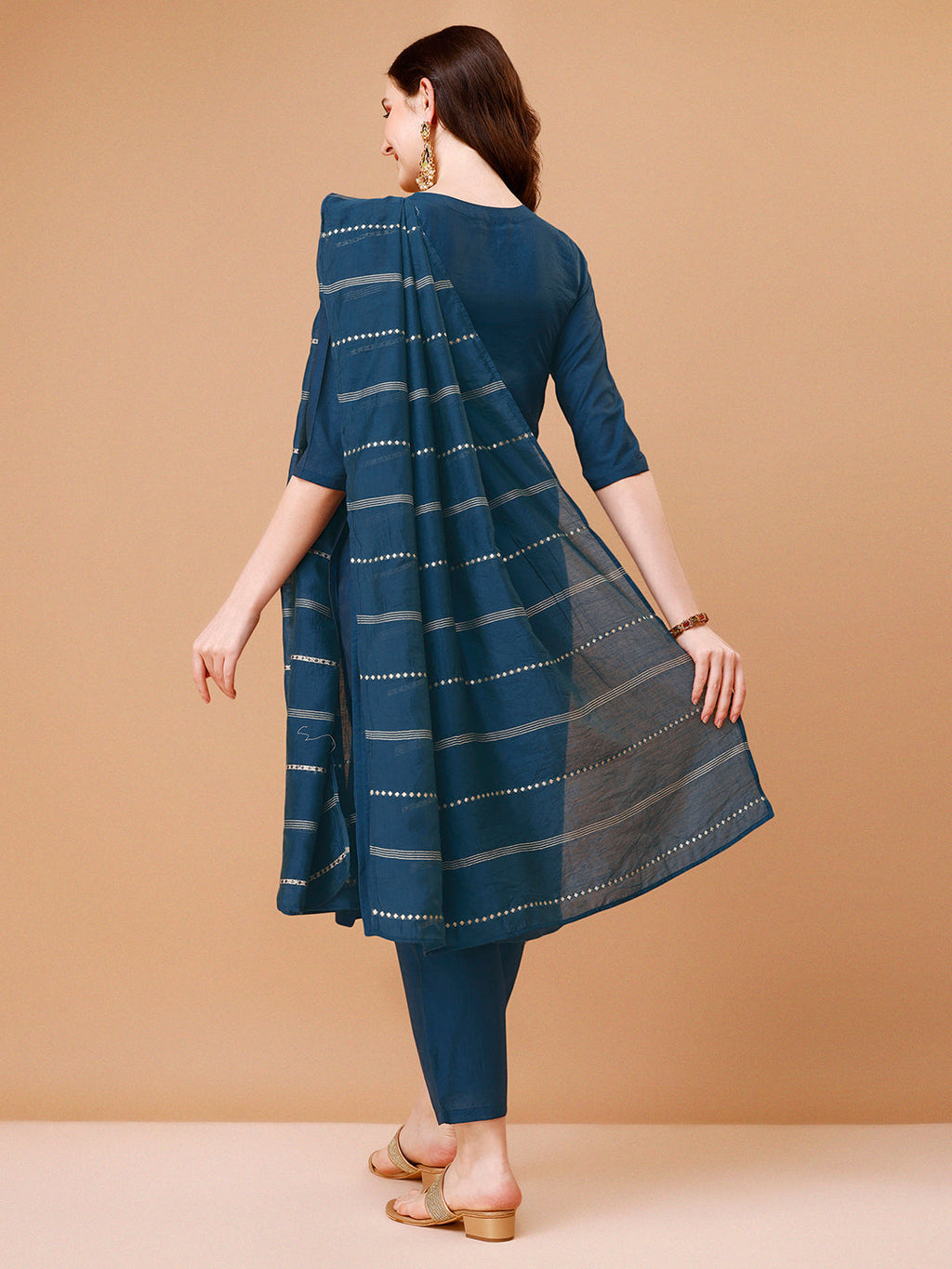 Hand Embroidered Kurta With Pant & Dupatta, Multicolor - Hiral Fashion | Grocsy