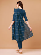 Hand Embroidered Kurta With Pant & Dupatta, Multicolor - Hiral Fashion | Grocsy
