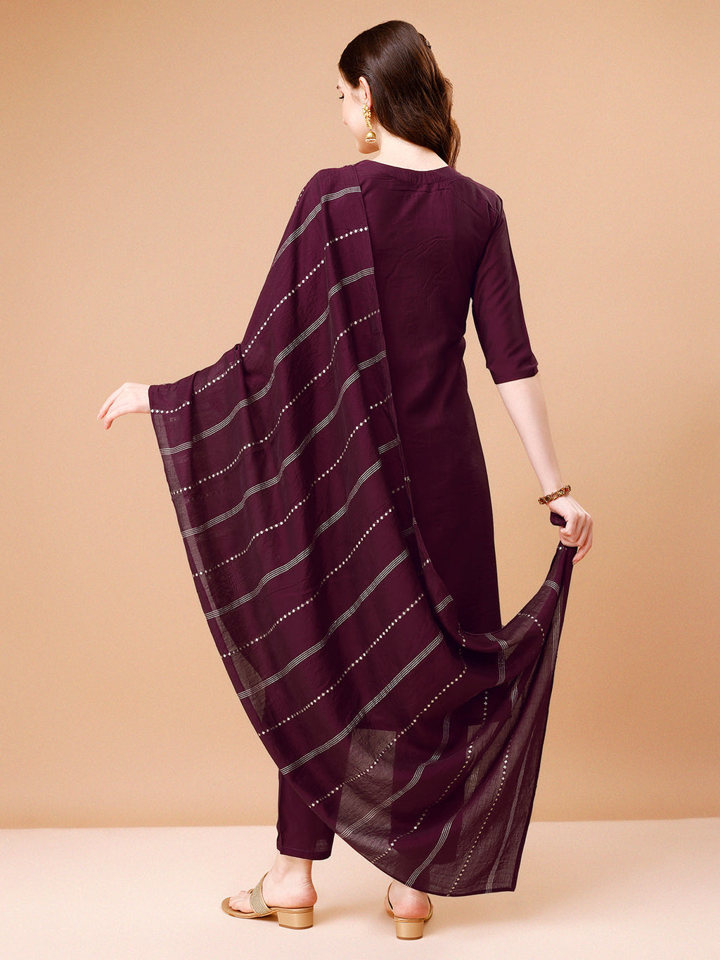 Hand Embroidered Kurta With Pant & Dupatta, Multicolor - Hiral Fashion | Grocsy