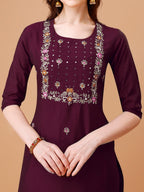 Hand Embroidered Kurta With Pant & Dupatta, Multicolor - Hiral Fashion | Grocsy