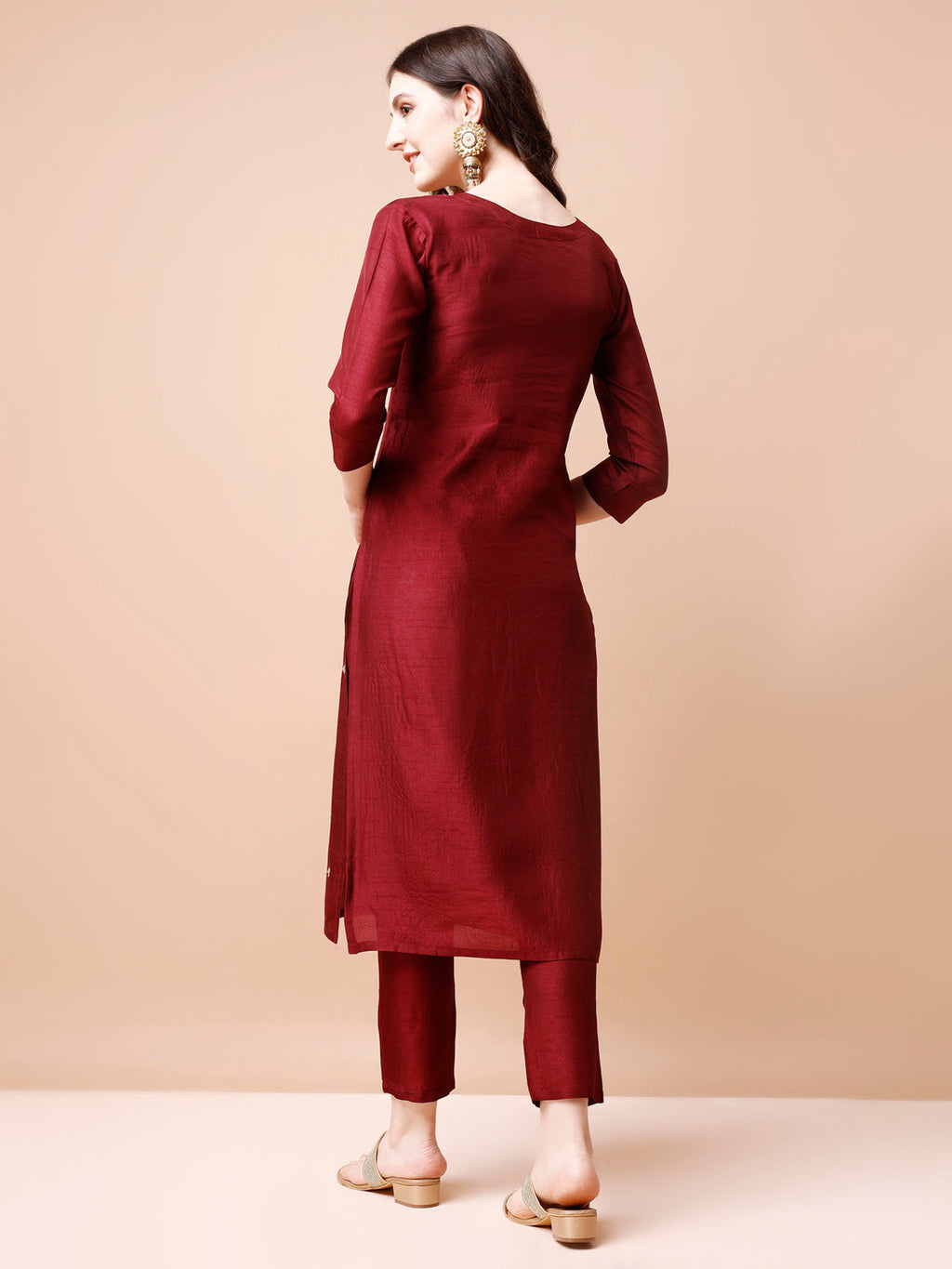 Hand Embroidered Kurta With Pant & Organza Dupatta, Multicolor - Hiral Fashion | Grocsy