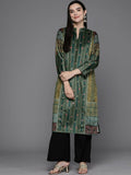 Ahalyaa Women Printed Gotta Patti Velvet Kurta - Green Color | Grocsy