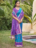 Anaita Blue Silk Saree With Blouse Piece | Grocsy