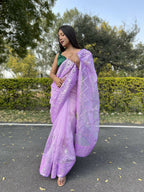 Vamsee Naina Purple Organza Saree | Grocsy