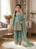 Teeya Creation New Kids Trendy Stylish Fully Stitched Ready To Wear Kurta Set -Turquoise | Grocsy