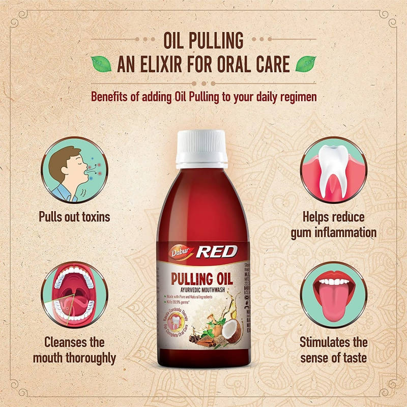 Dabur Red Pulling Oil Ayurvedic Mouthwash | Grocsy