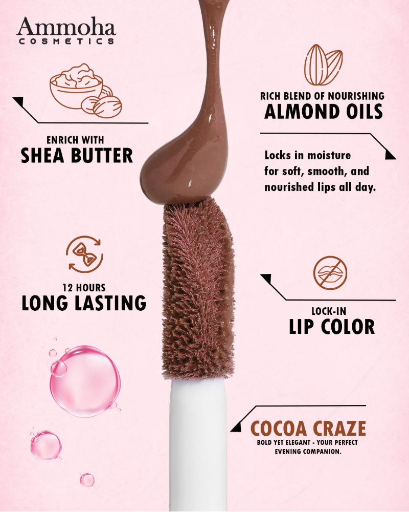 Ammoha Cosmetics Long-Lasting, Matte-Finished Cocoa Craze Color Liquid Lipstick | Grocsy