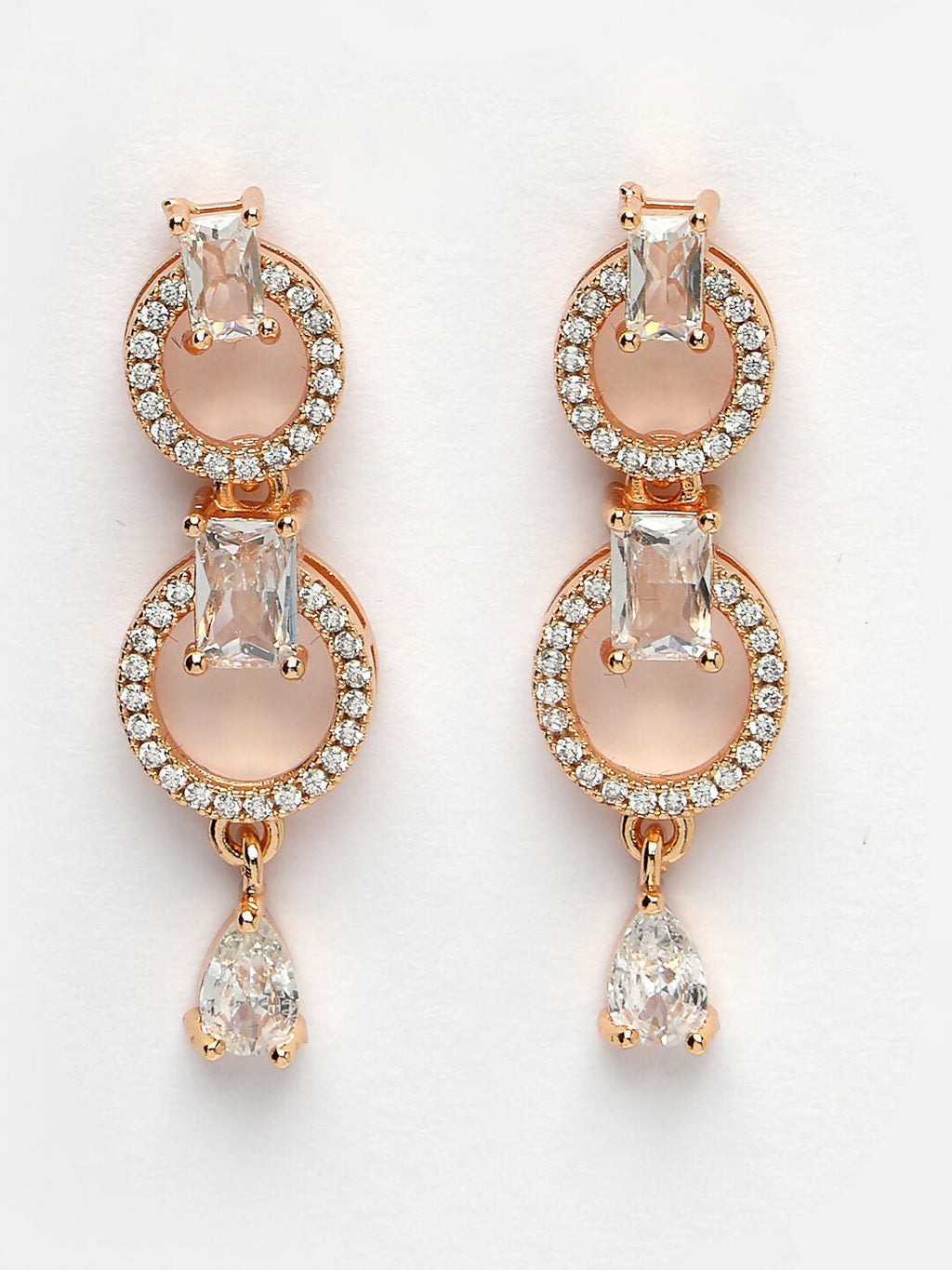 NVR Women's Gold-Polished American Diamond Studded Handcrafted Jewellery Set | Grocsy