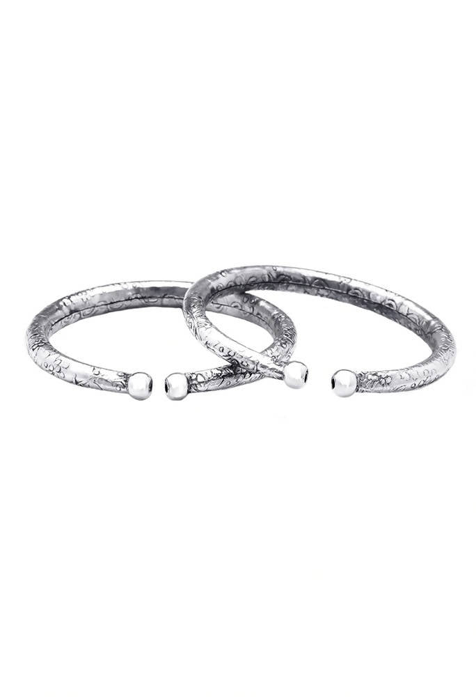 Mominos Fashion Kamal Johar Oxidised Silver Pressing Style Anklets | Grocsy
