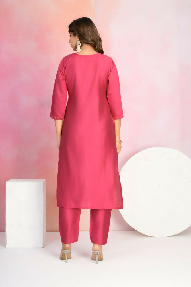 Ethnic Festive Wear Chanderi Red Stitched Suit With Dupatta - Tanisha | Grocsy