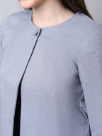 Even Apparels Grey Polywool Open Front Statement Women's Jacket (BF740) | Grocsy