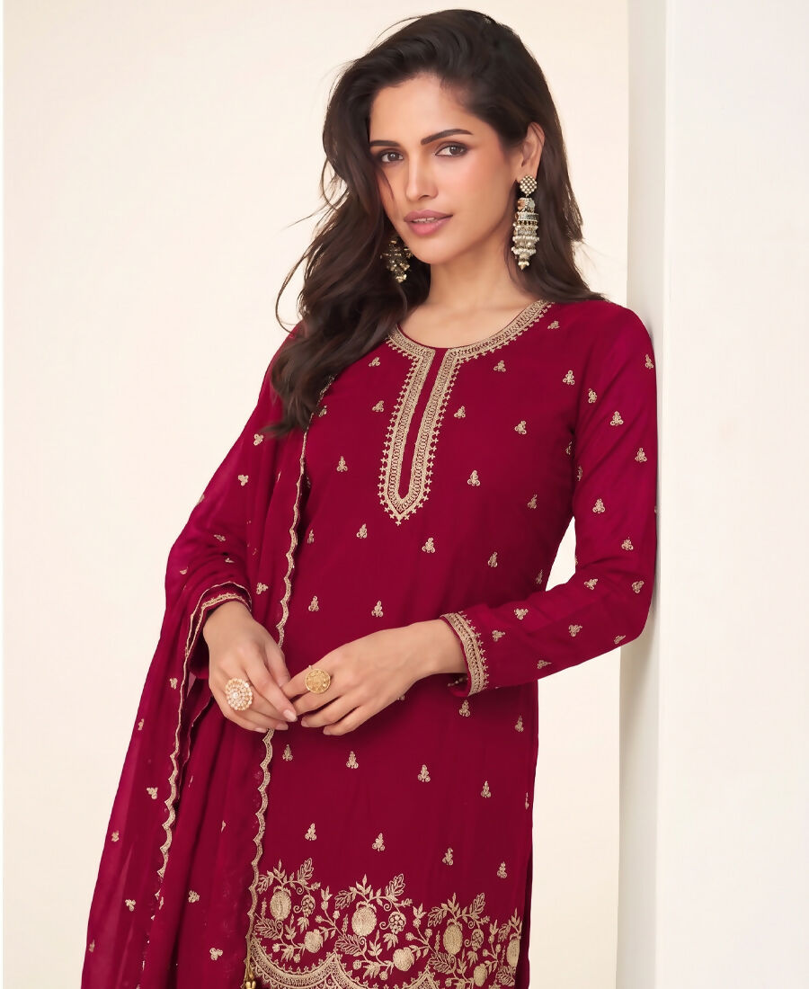 KC Bollywood Style Dark Pink Georgette Suit For Women | Grocsy