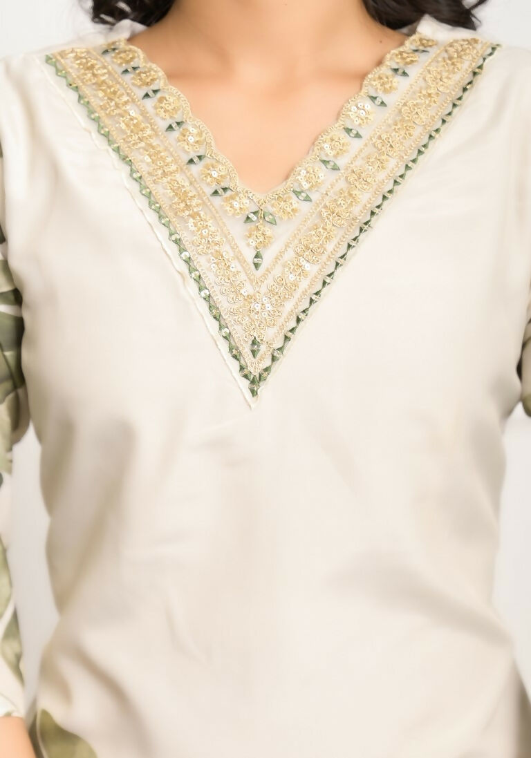 Festive Wear Ethnic White frencs crepe With Cotton Lining Stitched Suit With Dupatta - Tanisha | Grocsy
