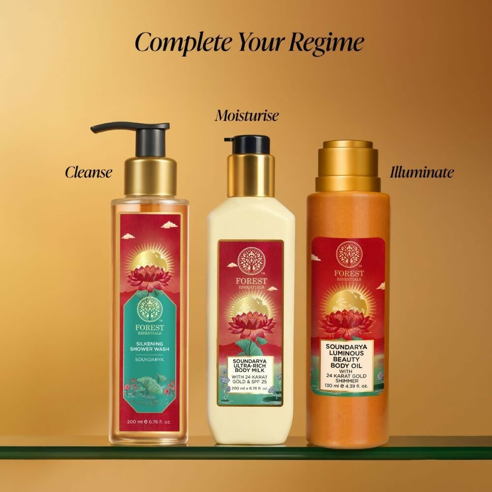 Forest Essentials Soundarya Luminous Beauty Body Oil with 24 Karat Gold Shimmer | Grocsy