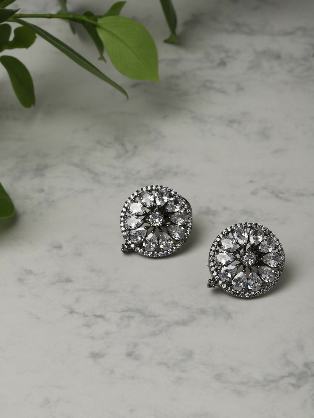 Round Stone Earrings- Ruby Raang