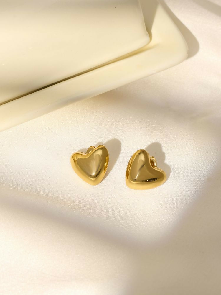 Golden Heart Studs - Ruby Raang | Grocsy