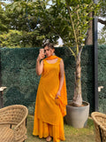 Partywear Designer Yellow Georgette Palazzo Suit - Anbazaar | Grocsy