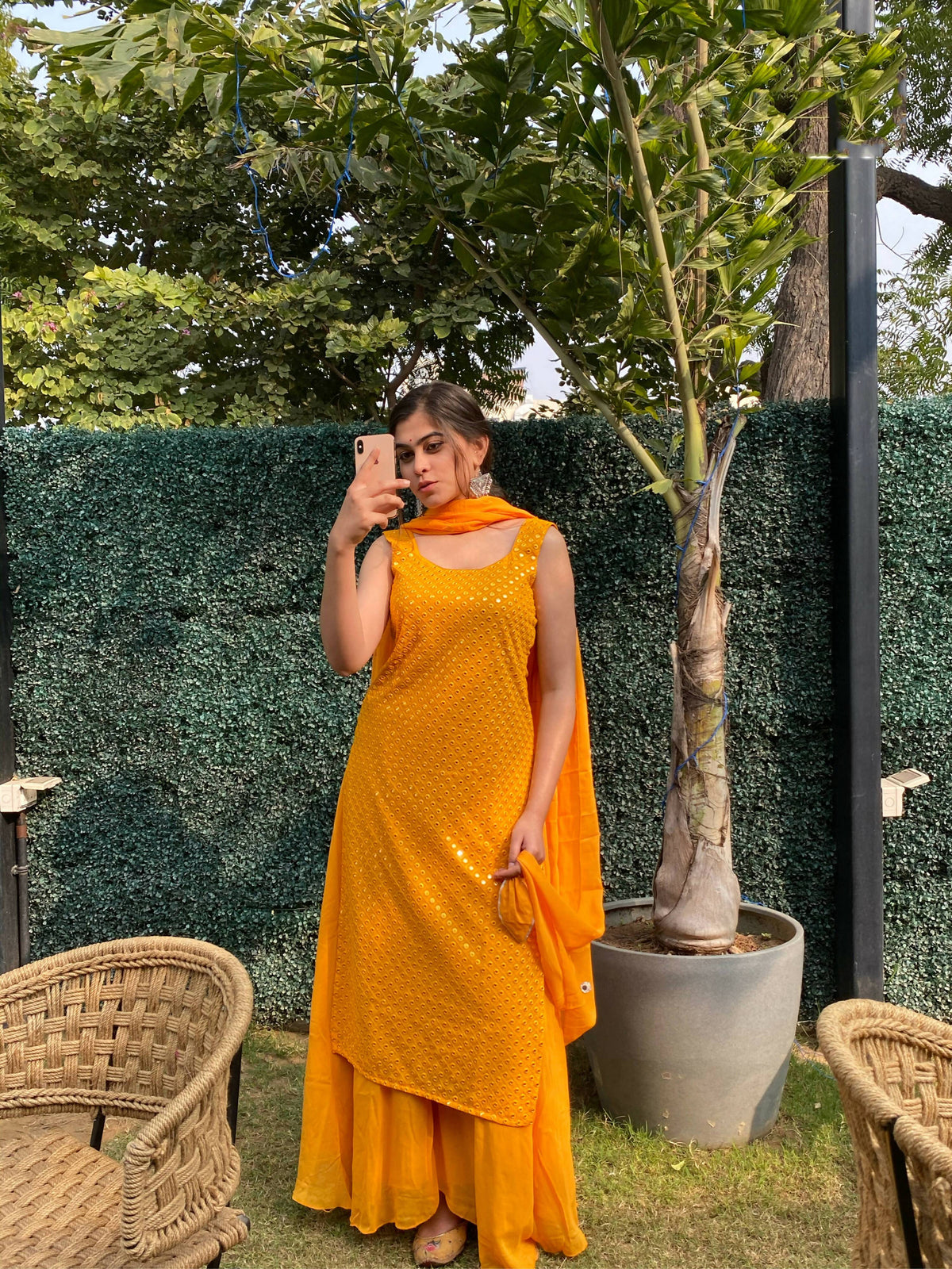 Partywear Designer Yellow Georgette Palazzo Suit - Anbazaar | Grocsy