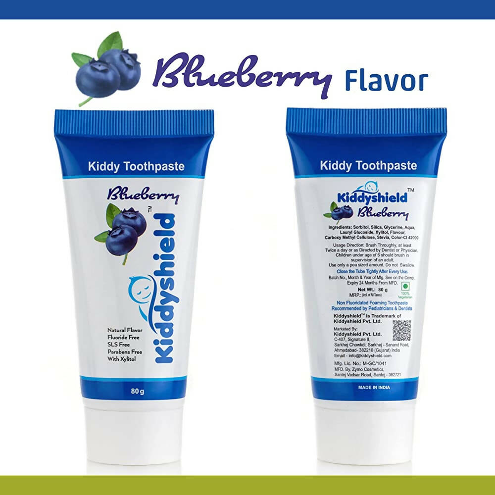 Kiddyshield Fluoride Free Formula Baby Toothpaste Blueberry For Kids 1+ Years | Grocsy