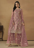 Old Rose Net Embroidered Wedding Festive Gharara Suit - Emponline | Grocsy