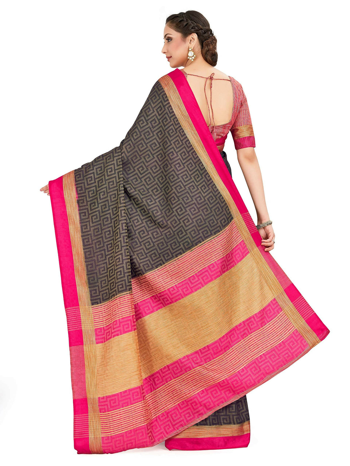 Mimosa Women's Banarasi Silk Black Saree | Grocsy